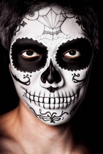 human face women one person halloween spooky Day of the Dead;skull;painted face portrait