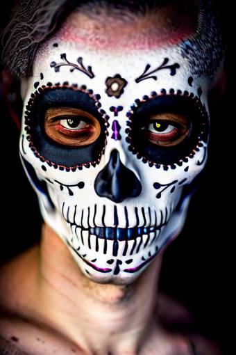 human skull halloween spooky portrait one person human face Day of the Dead;skull;painted face