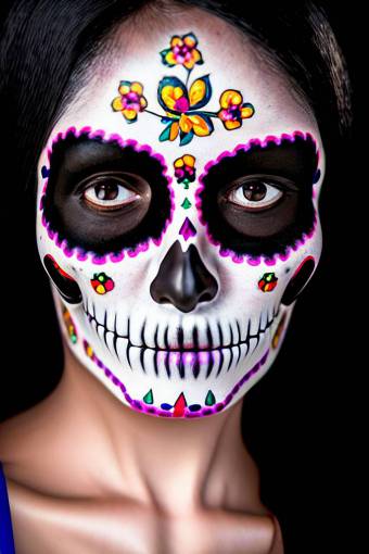 halloween cráneo humano rostro humano día de los muertos; cráneo; cara pintada retrato de mujer de halloween una persona