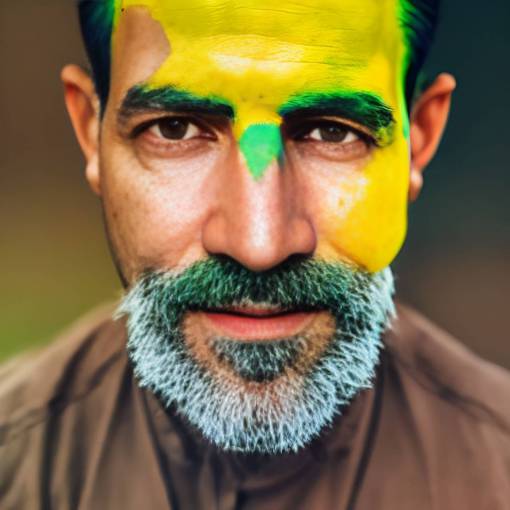 brazo hombres barba adulto una persona fútbol;fan;brasil;pintado;cara machos retrato