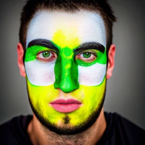 front-view men caucasian ethnicity face paint adult soccer;fan;brazil;painted;face human face one person