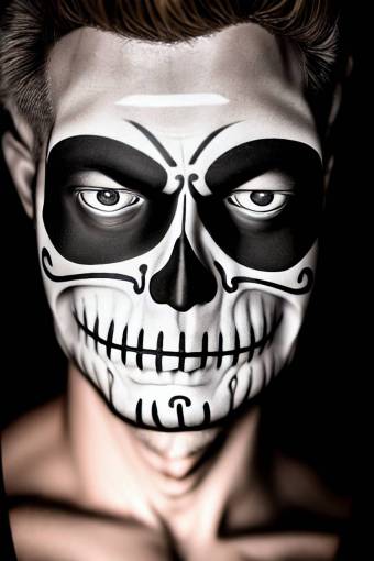 men Day of the Dead;skull;painted face one person human face portrait halloween spooky