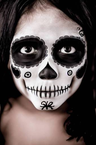one person Day of the Dead;skull;painted face human face women spooky portrait halloween