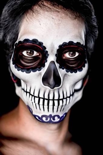 horror one person halloween human skull human face spooky Day of the Dead;skull;painted face portrait