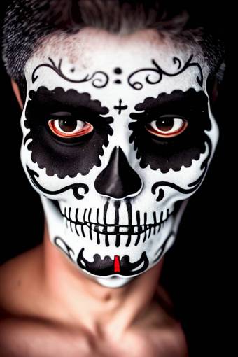 horror retrato Día de los Muertos; cráneo; cara pintada espeluznante mujer halloween rostro humano una persona