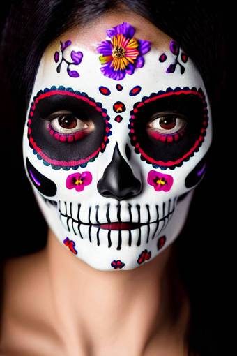 fiesta retrato rostro humano día de los muertos; cráneo; cara pintada adulto halloween mujeres una persona