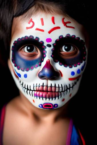 chile retrato de una persona de etnia caucásica día de los muertos;cráneo;cara pintada cara humana primer plano halloween