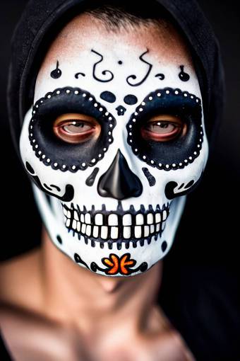 de cerca retrato mujer rostro humano halloween día de muertos;cráneo;cara pintada de cerca una persona