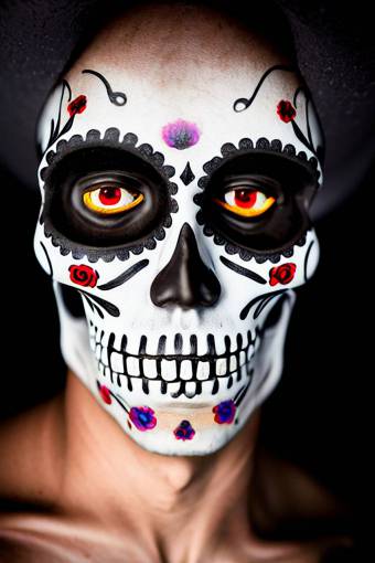 spooky Day of the Dead;skull;painted face human skull women one person halloween human face