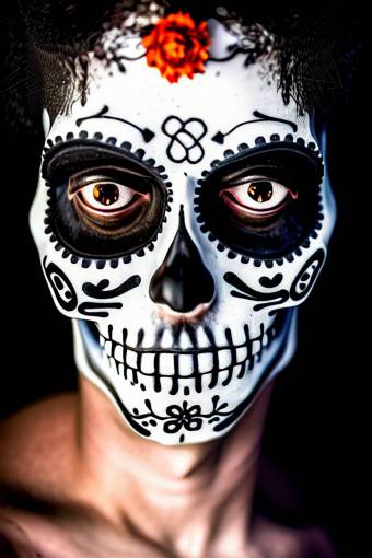 halloween espeluznante cráneo humano mujer cara humana muerte halloween día de los muertos; cráneo; cara pintada