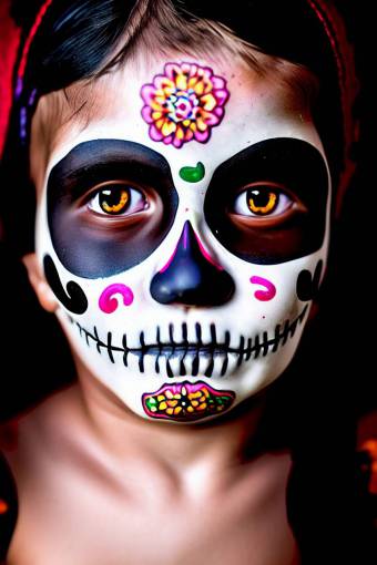 halloween mujer una persona cara humana multicolor Día de los Muertos; calavera; cara pintada retrato de halloween