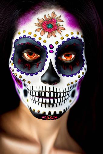 halloween retrato de mujer belleza de rostro humano de halloween Día de los muertos; cráneo; rostro pintado cráneo humano