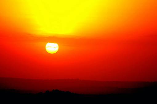 copy-space Landscape with sun at sunset