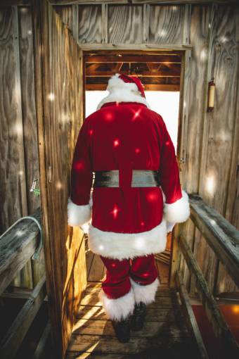 full-length Back view of Santa Claus 