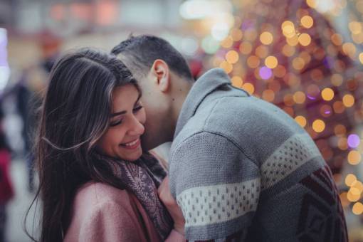 hugging Couple at christmas