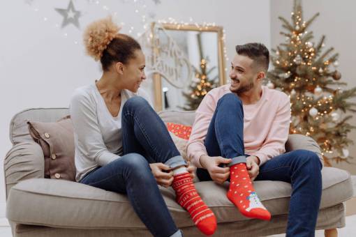 hugging Couple at christmas