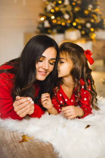 adolescence Mother and daughter at christmas
