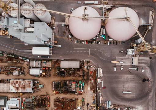 zumbido Equipo de procesamiento de construcción de fábrica de instalaciones industriales aéreas