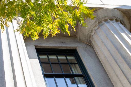 angle exterior  columns  city  building  structure  design  bank