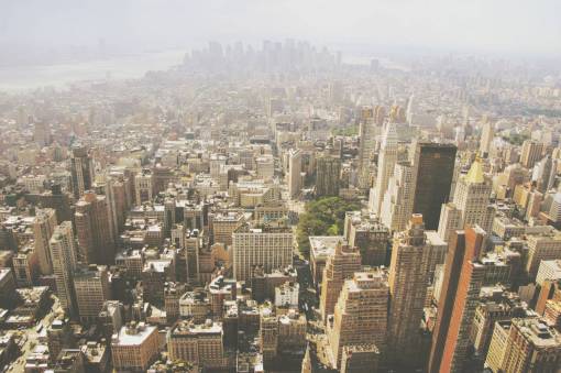 antena vista del horizonte de la ciudad de nueva york edificios torres rascacielos