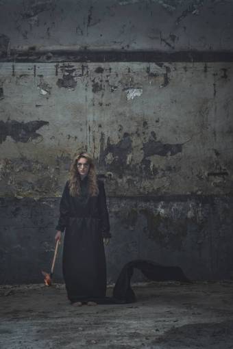 torch people  woman  black  clothing  torch  dark  fire
