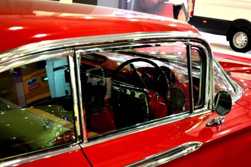 automotive-culture red  car  vehicle  parking  street  traffic  city
