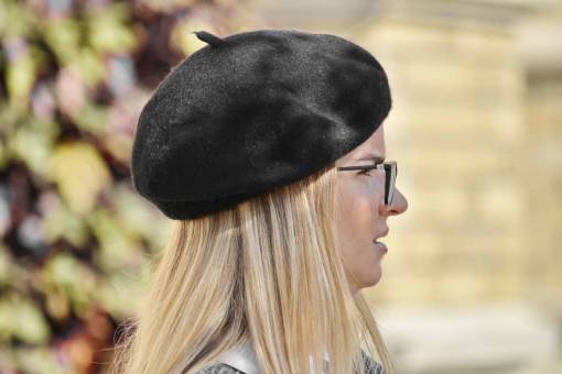 side side pretty french blonde hat woman portrait outdoors 