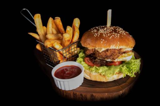 bun-bread Burger and fries