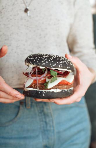 bun-bread Hamburger with black bread