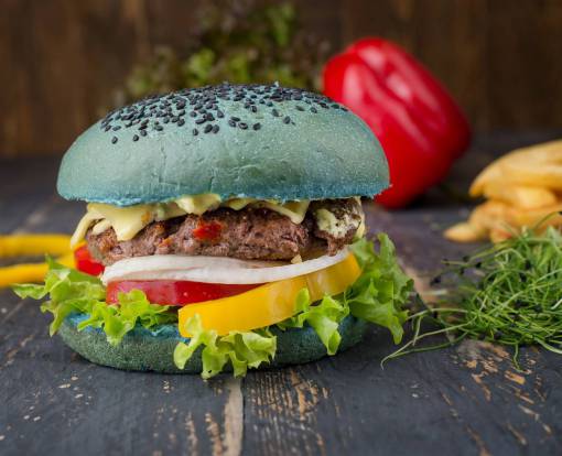 rustico Hamburguesa con pan azul