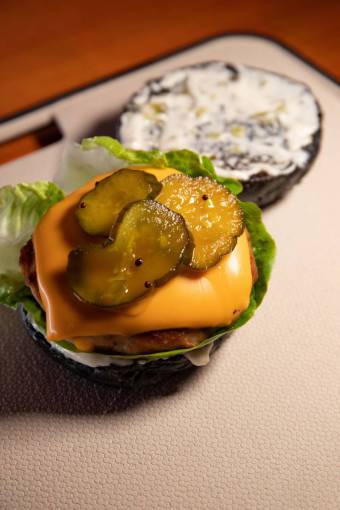 top-view Pickle burger