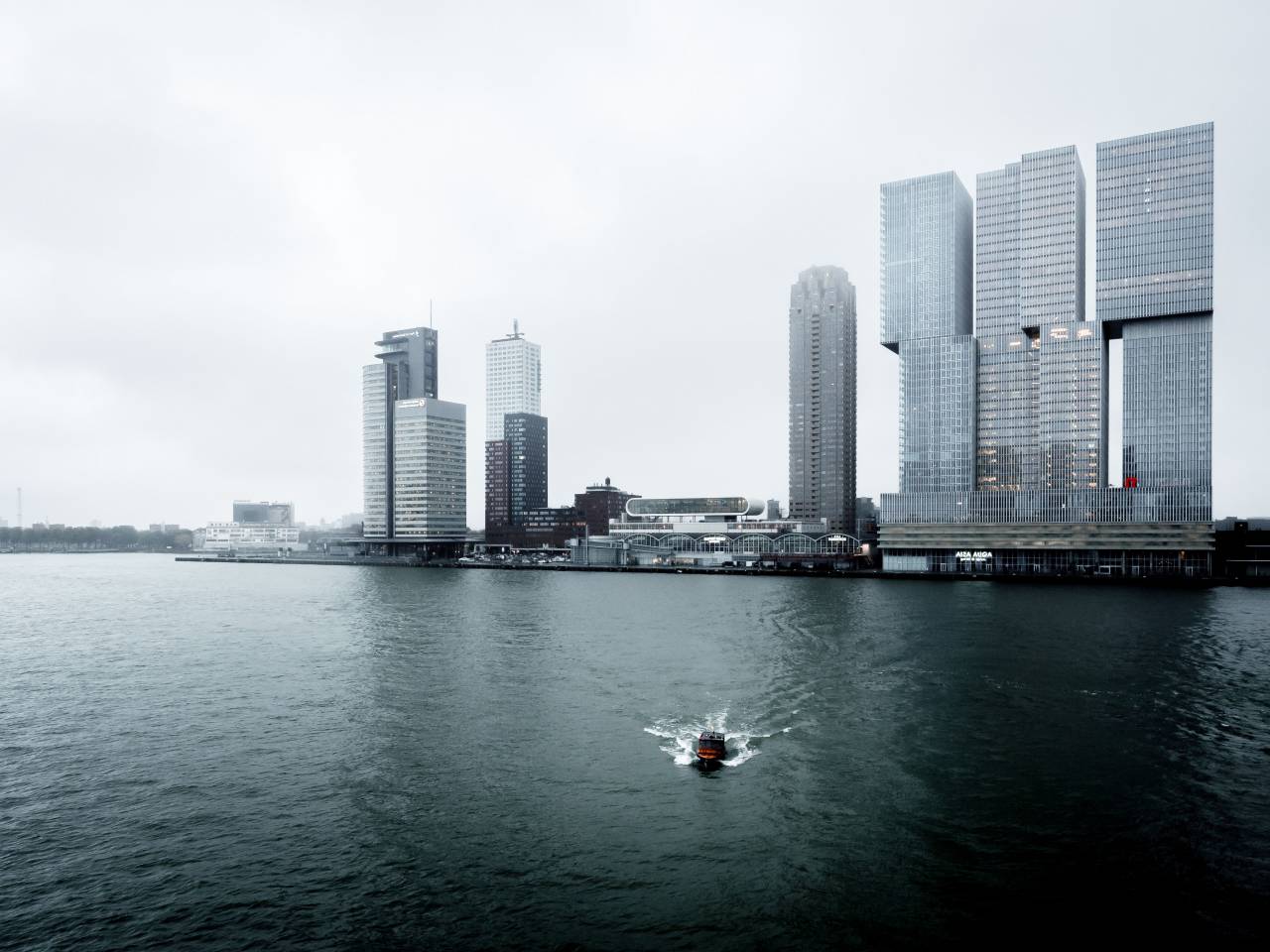 architecture, building, infrastructure, blue, sky, city, urban, skyline, skyscraper, sea, water, boat, sailing
, 