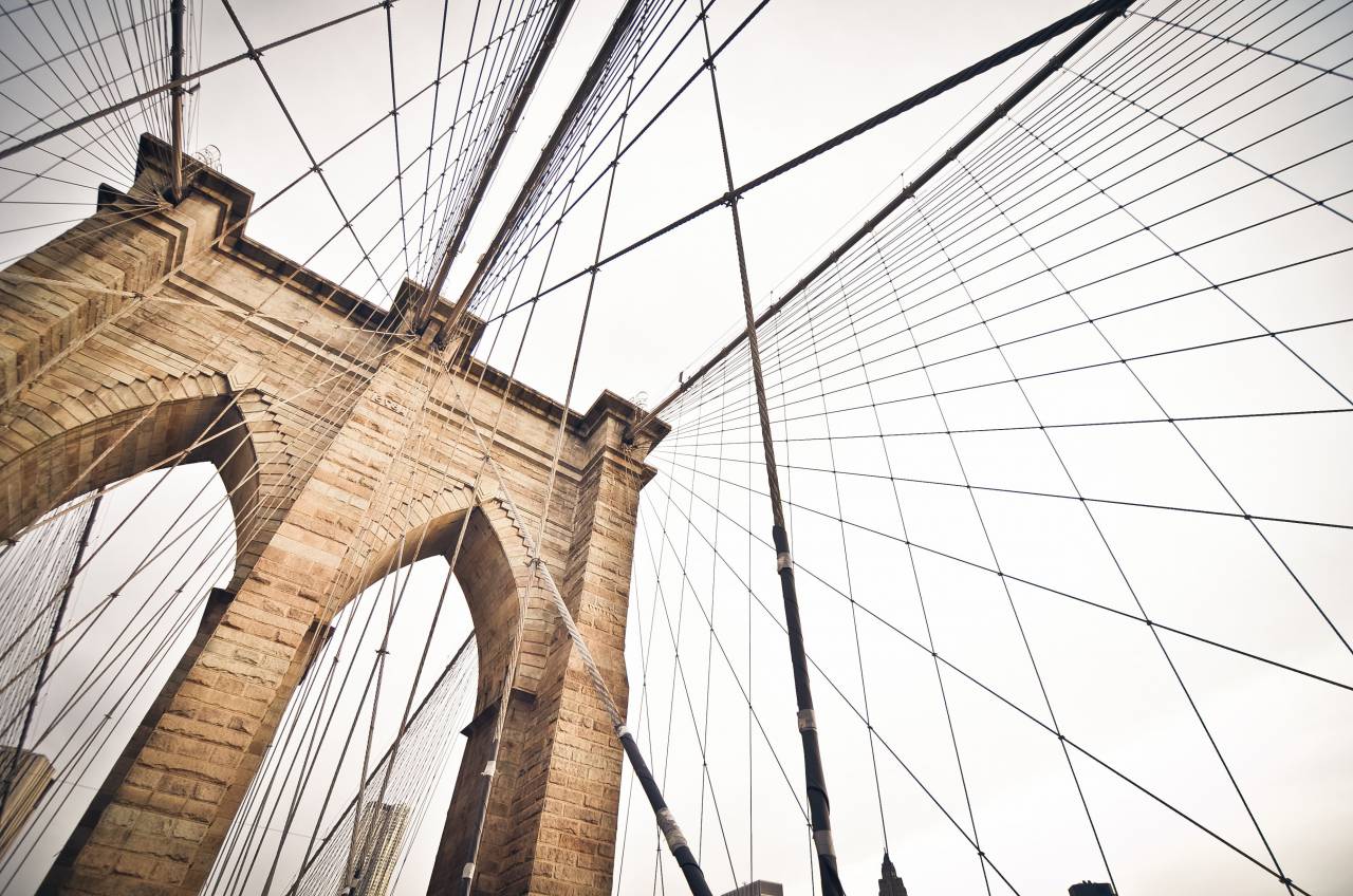 ponte, arcos, arquitetura, fio, céu, cinza, tijolos,