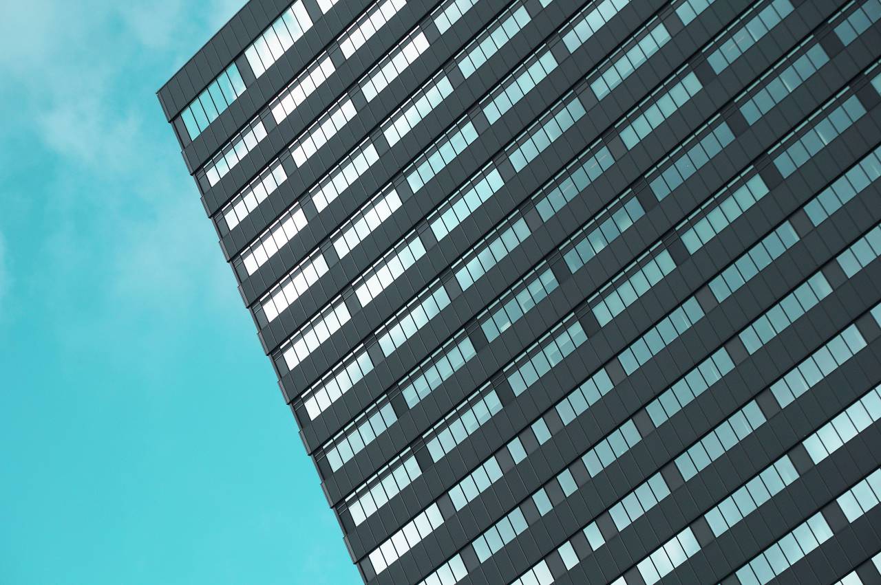 Edificio, arquitectura, ventana, ciudad, urbano, azul, cielo, sol, condominio, apartamento,