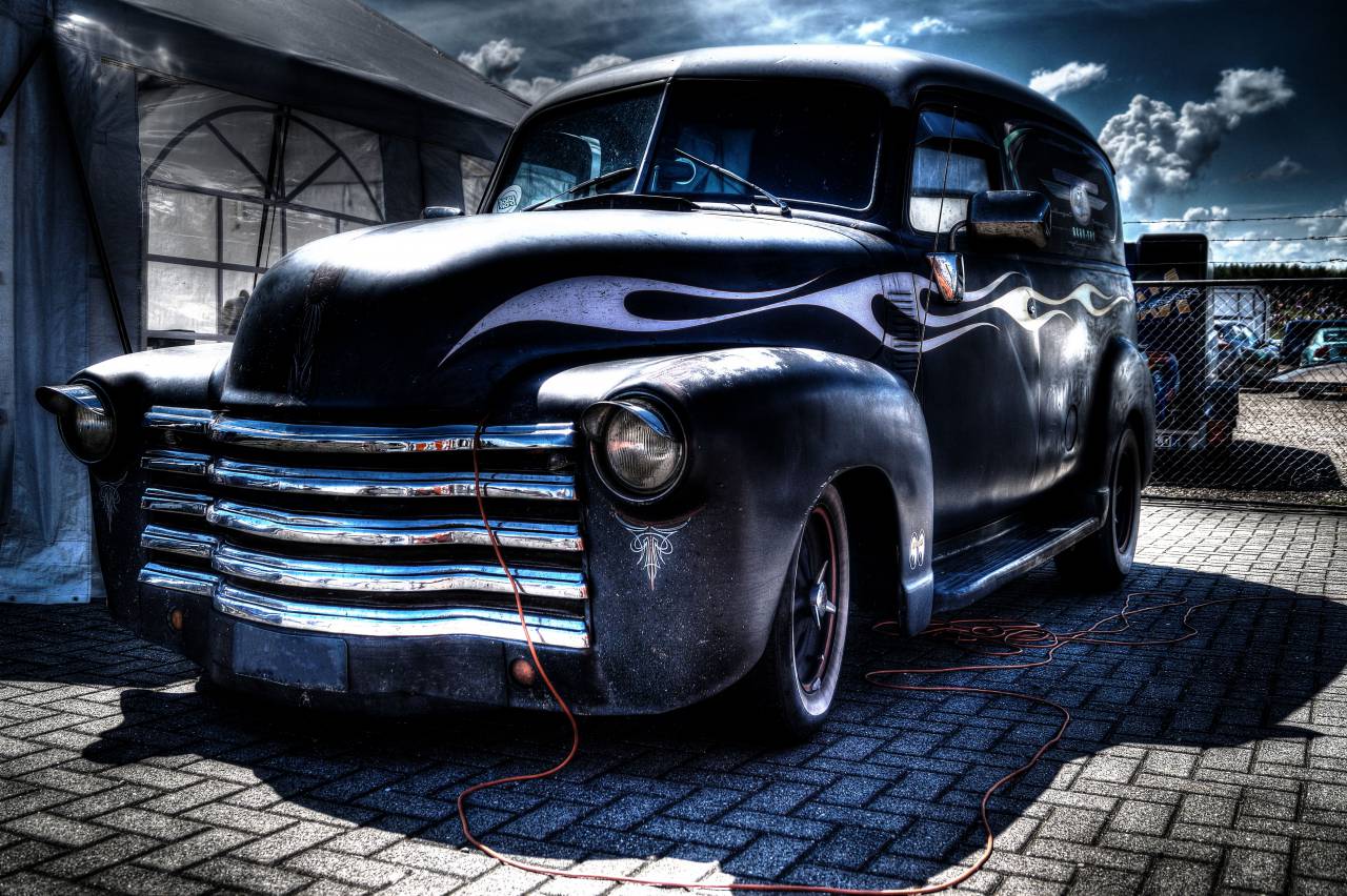 car, oldschool, vintage, flames, grill, workshop, garage, repair
, 