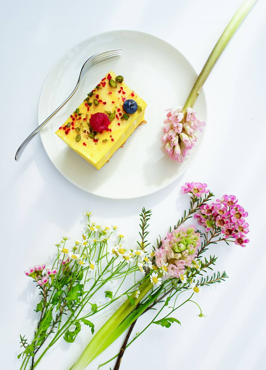 Colorido, flor, planta, naturaleza, pantalla, blanco, plato, horquilla, comida, postre, dulces,