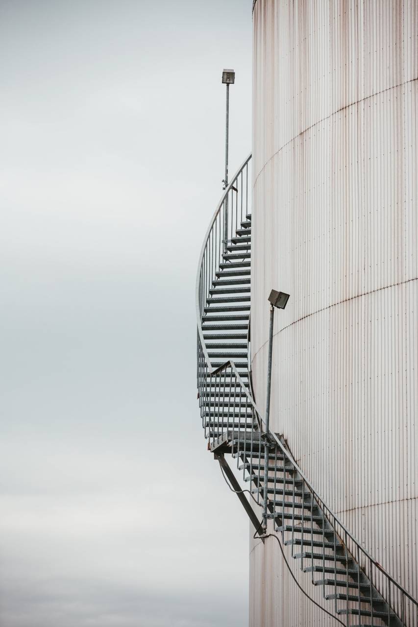 industrial, tanque, escalera, aceite, escaleras, espiral, arquitectura, industria, arte, blanco, almacenamiento, metal, energía, acero, combustible, escalera,