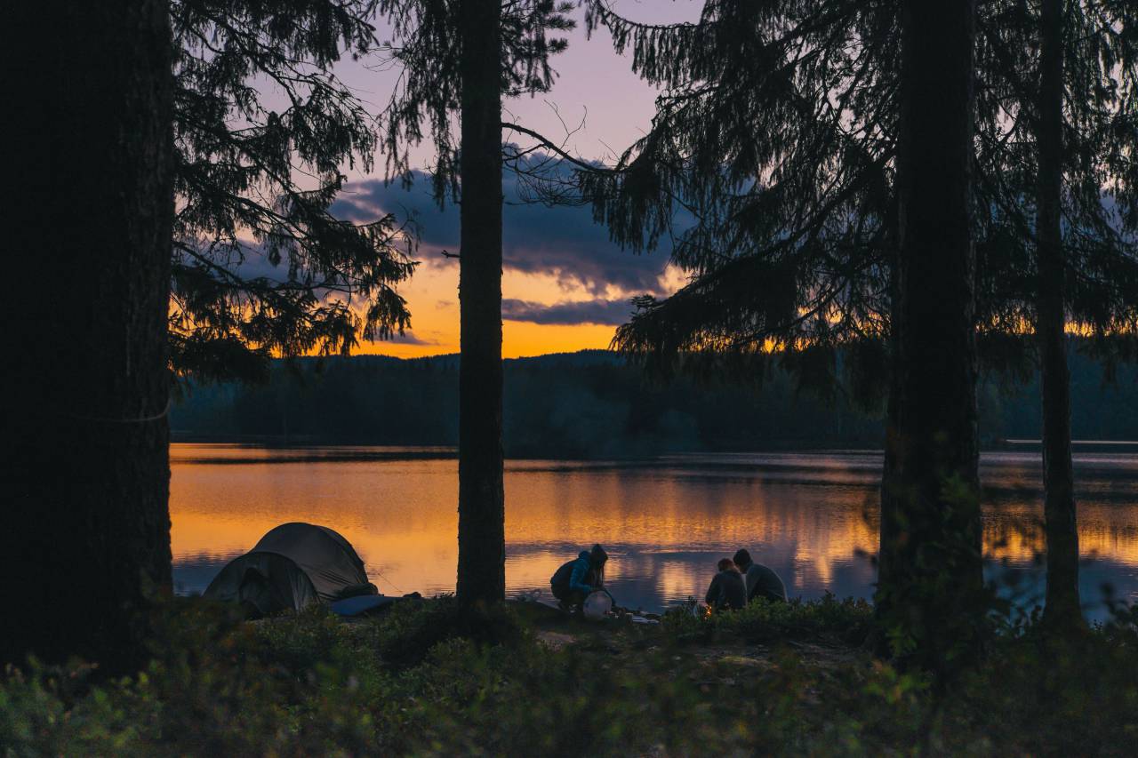 people, men, camping, tent, outdoor, adventure, grass, trees, plant, nature, lake, water, sunset, mountain, landscape
, 