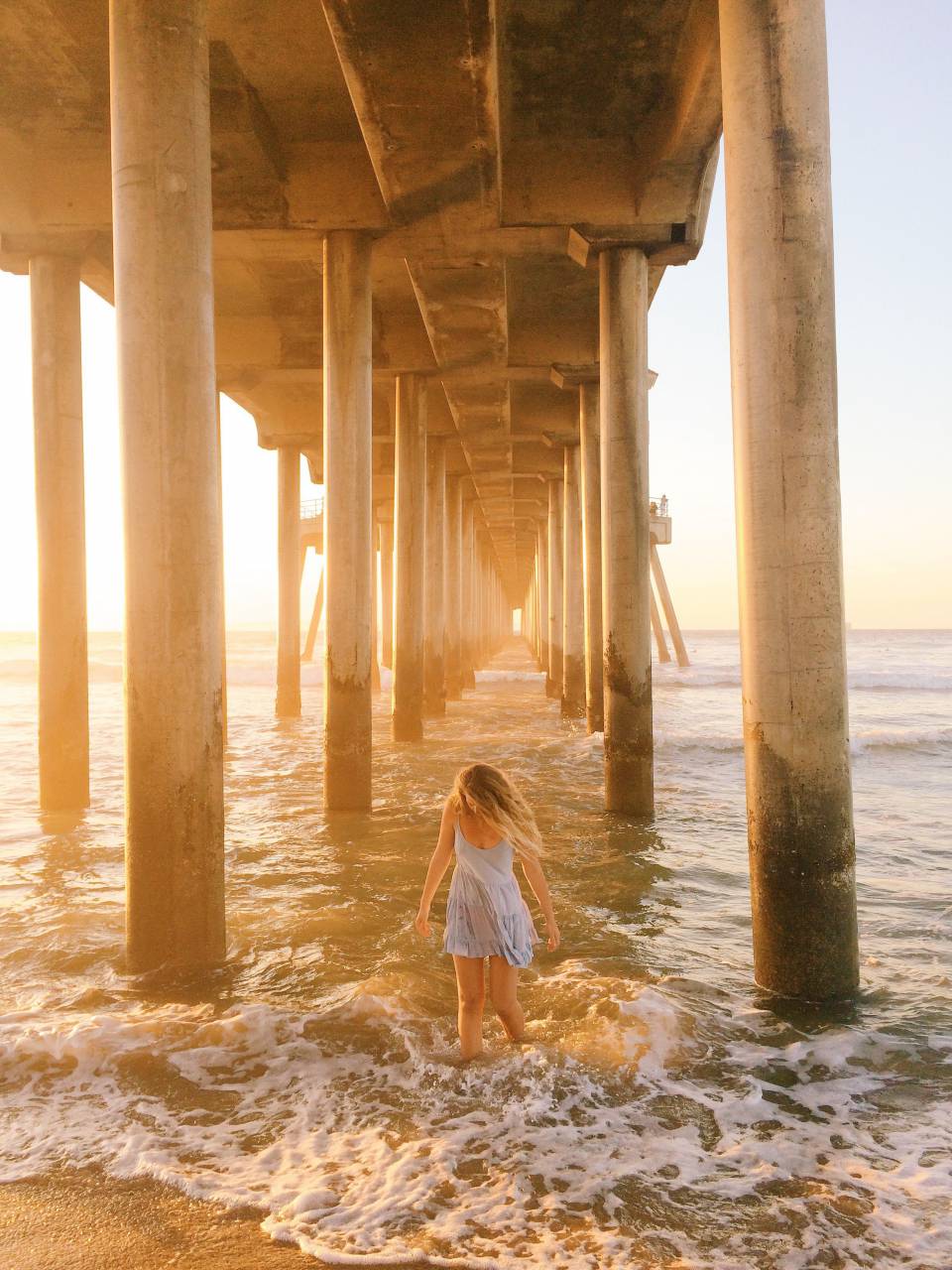 people, woman, model, waves, ocean, sea, beach, sunset, bridge, architecture, structure, alone, sand
, 