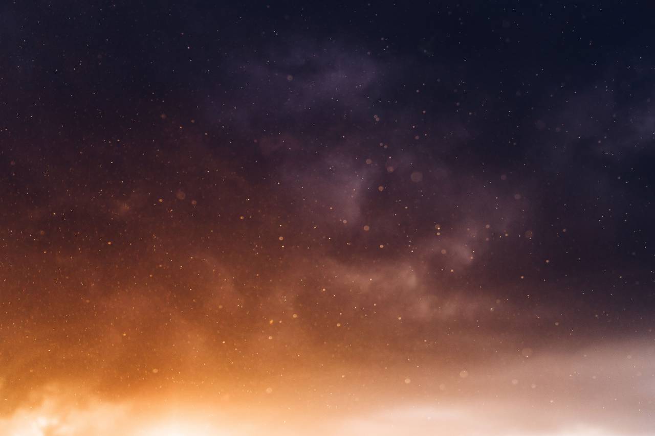 estrellas, cielo, noche, tarde, galaxia, espacio, nubes, naranja, púrpura, naturaleza,