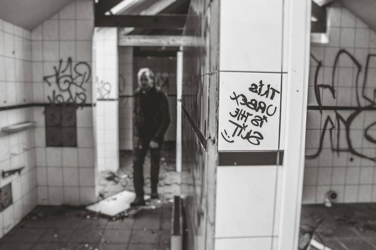 street art, vandal, graffiti, people, man, tiles, dirty, abandoned
, 