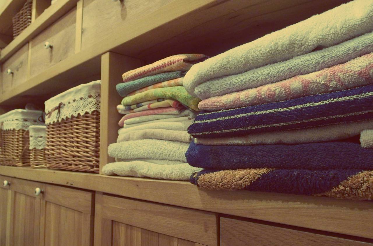 toallas, tocador, armarios, habitación, decoración,