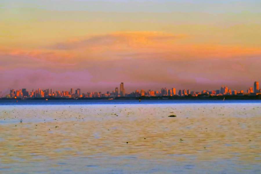 view, river plate, argentine, south america, city, province, sky, america, architecture, argentina, buenos aires province, building, coast, construction, de, evening, horizon, house, la, rio, rio de la plata river, river, sea, skyline, sunset, tower, urban, water, wave, 