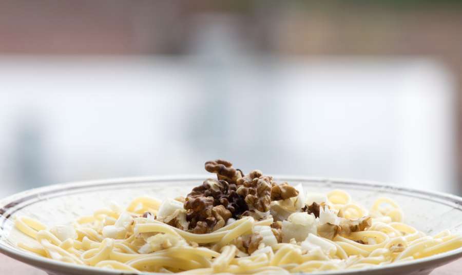 dish, food, pasta, italian, walnut, nut, noodles, noodle, celery, diet, gourmet, close up, detail, tasty, 