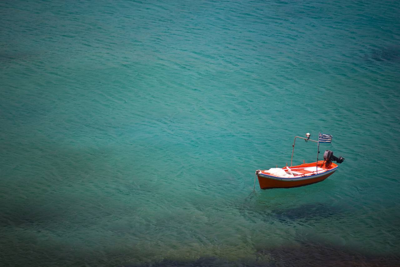 clear, green, water, greece, flag, red, boat, motor, peaceful, sea
, 