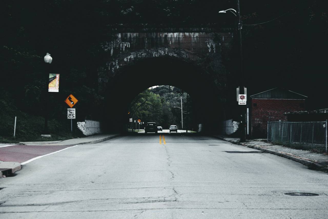 places, tunnel, cars, vehicles, transportation, road, signs
, 