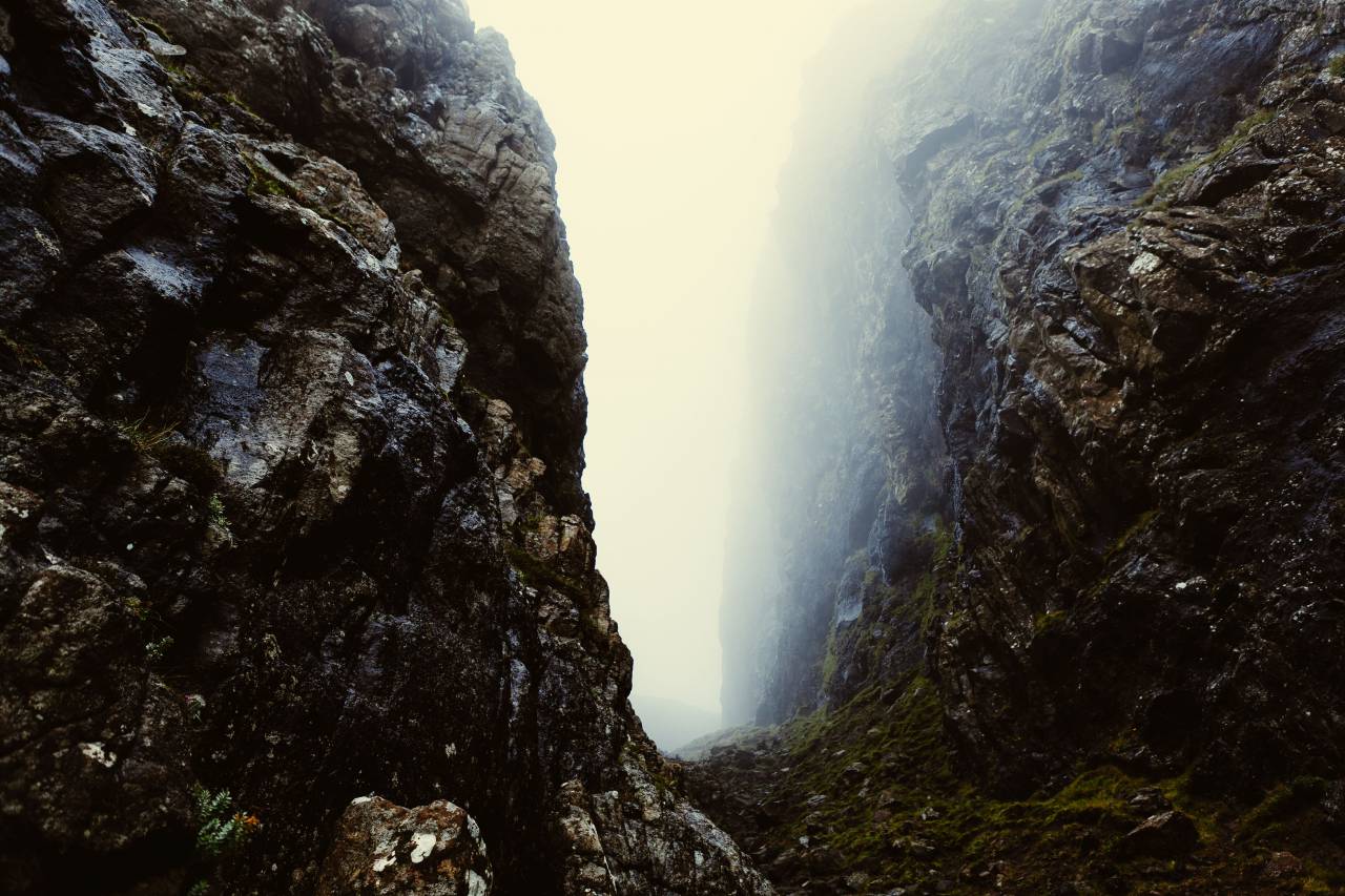 rocas, sendero, camino, trek, cielo, niebla, naturaleza,