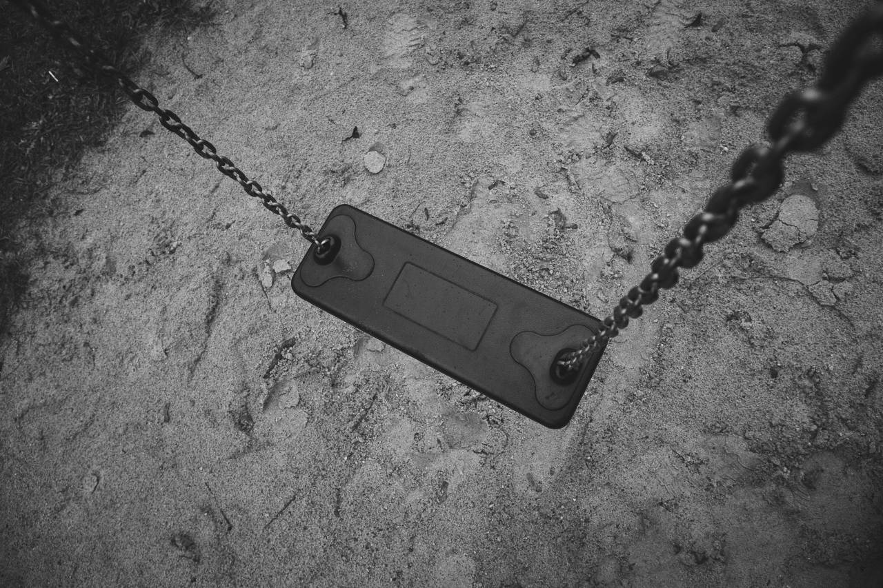 swing, playground, park, sand, black and white
, 