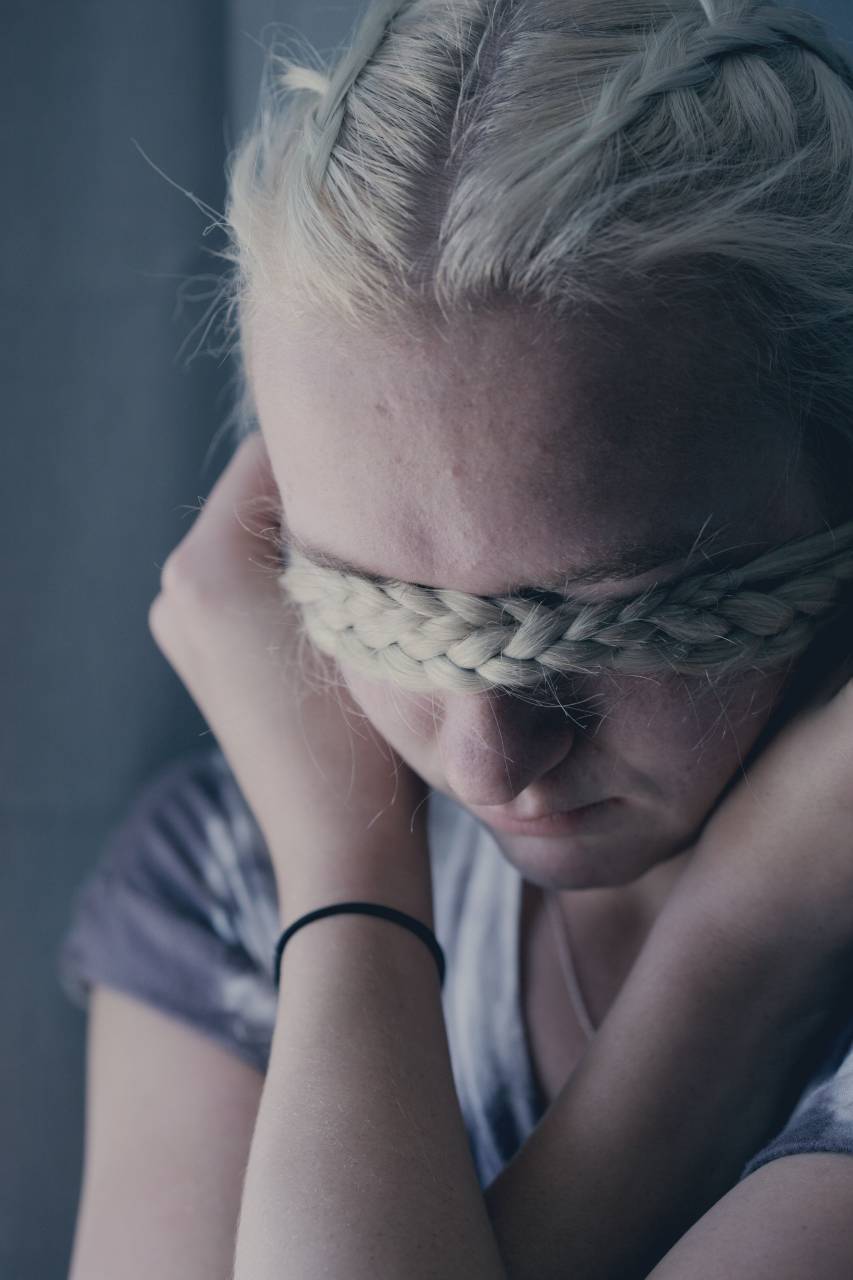 Young Woman, Covering Eyes, Hair, Depression, Anxiety, Mental Health, Emotional Distress, Mental Well-being, Psychological Struggle, Mental Illness, Coping Mechanism, Emotional Pain, Stress, Emotional Turmoil, Emotional Vulnerability, Emotional Expression, Mental Health Awareness, Coping with Depression, Anxiety Management, Emotional Challenges, Mental Health Support, Coping Strategies, Seeking Help, Emotionally Overwhelmed, Mental Health Care, Emotional Health, Mental Wellness, Self-Care, Emotional Release, 
