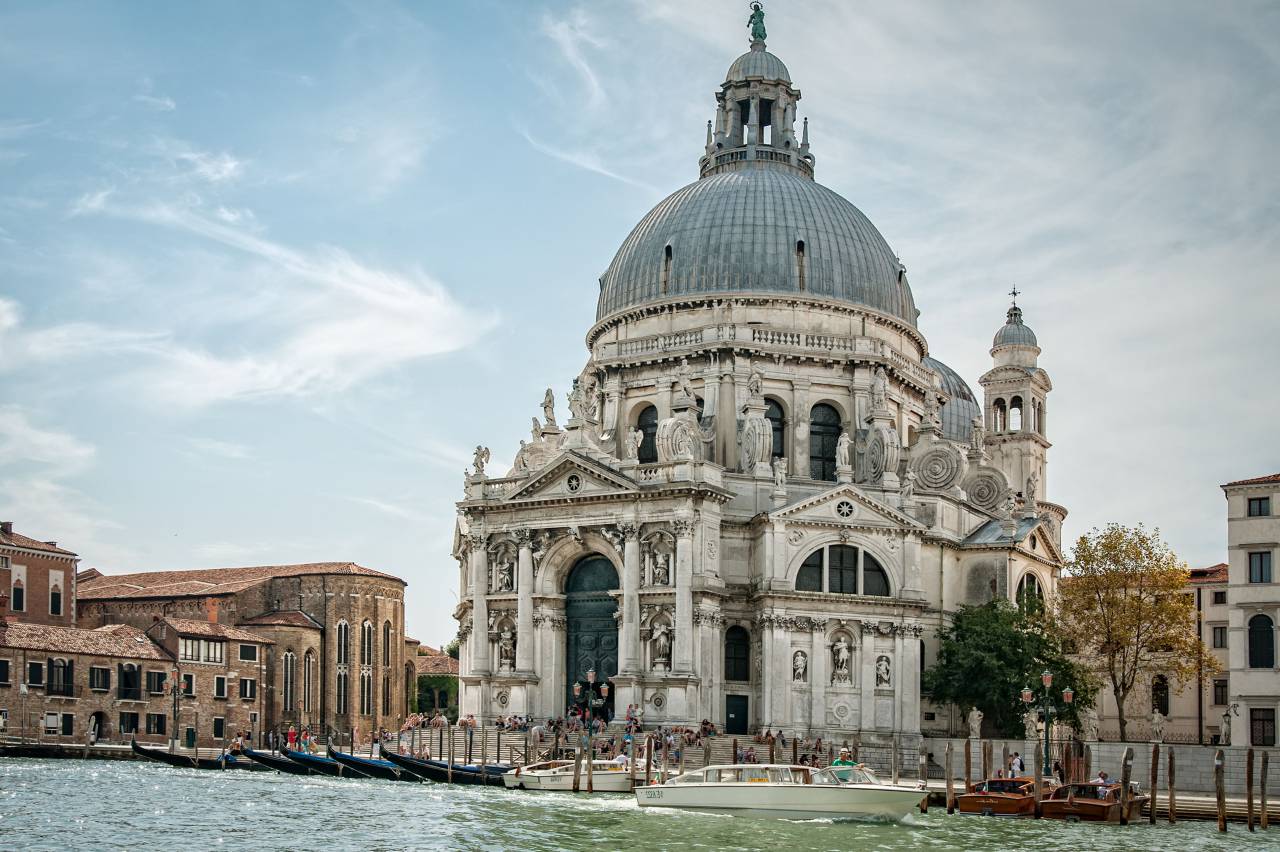 architecture, building, infrastructure, structure, establishment, venice, italy, clouds, sky, boat, water, lake, river
, 